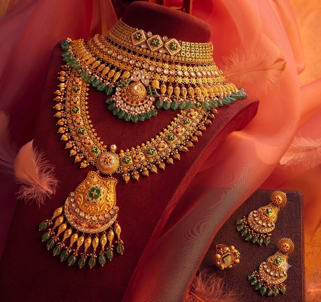 Antique gold bridal choker set